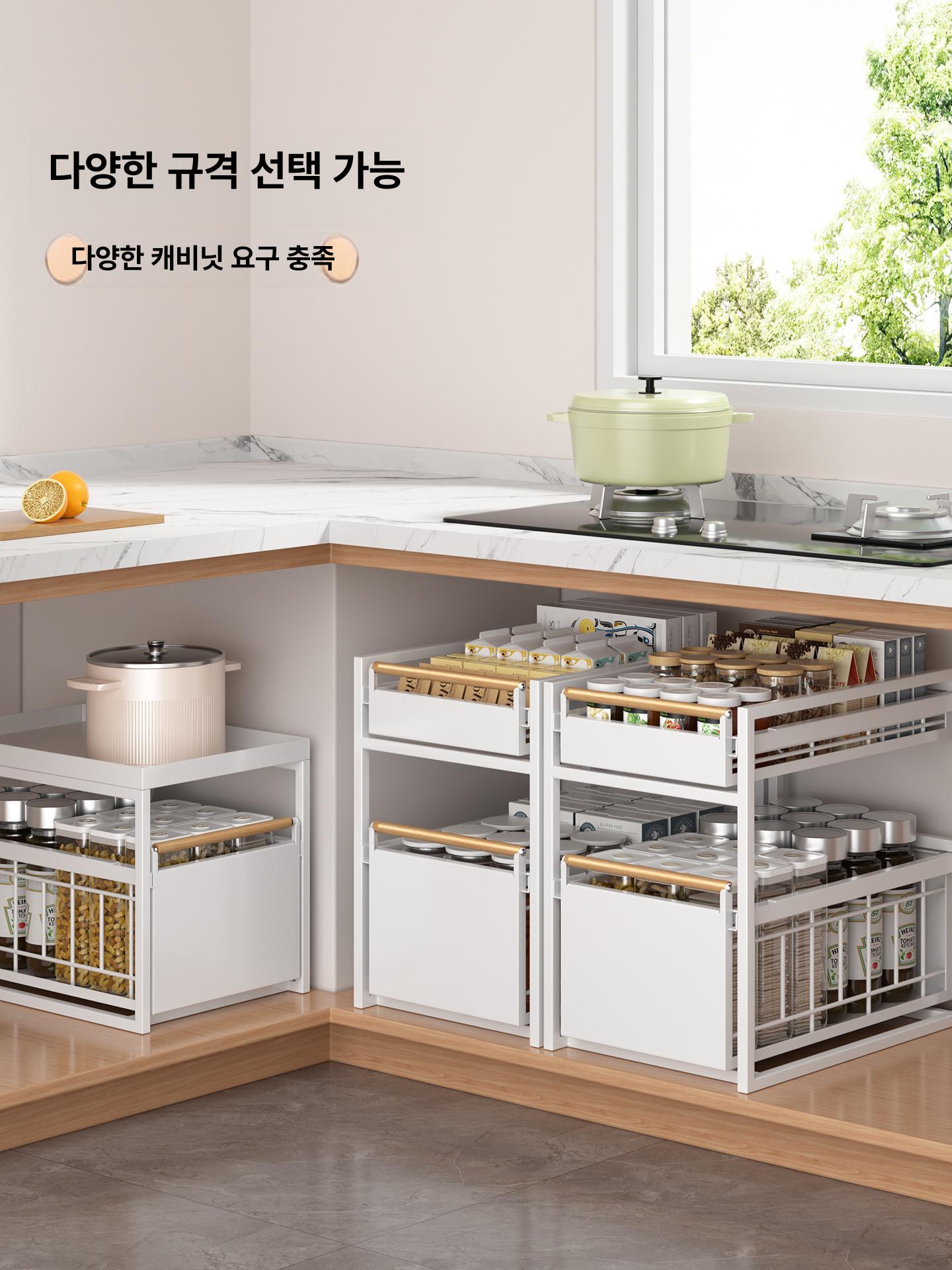 슬라이딩 틈새수납장 선반 화이트 슬라이드 폭 틈새장 미닫이 서랍형 서랍장 서랍함 - 상세 이미지 4