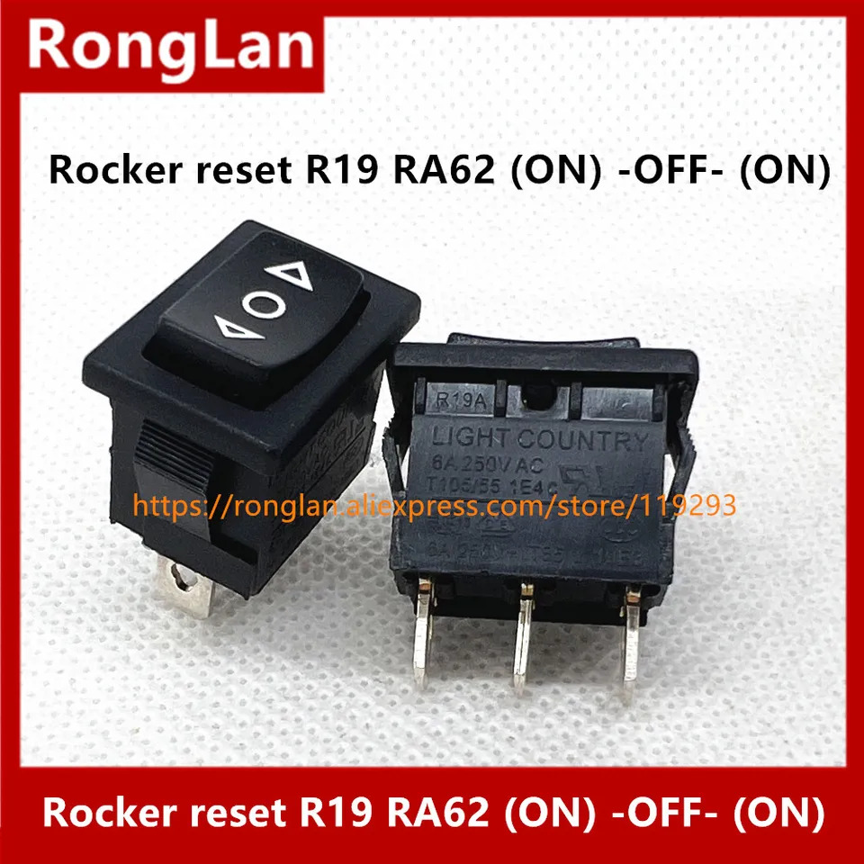SA 파워 트리거 R19-대만 그룹 라이트 보트 로커 타입 스위치 RA62 더블 리셋 3핀 ON -OFF ON-50 개