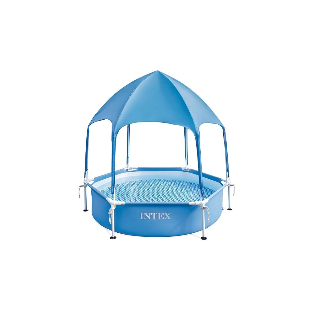 INTEX 28209EP 지상 수영장 위 캐노피 메탈 프레임 6피트 x 15인치 u2013 내장 어 펑크 방지 소재 쉽게 조립 185갤런 용량 - 상세 이미지 3