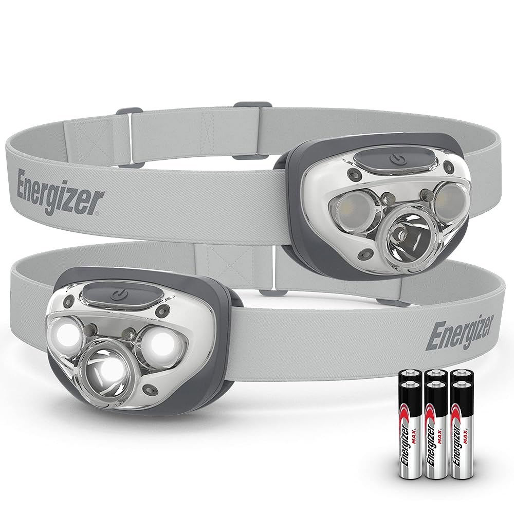 에너자이저 LED 헤드램프 PRO(2팩), IPX4 방수 헤드램프, 야외용 고성능 헤드라이트, 캠핑, 러닝, 폭풍, 비상 시 생존용 조명(배터리 포함) 4- Pack Purple - 상품 이미지