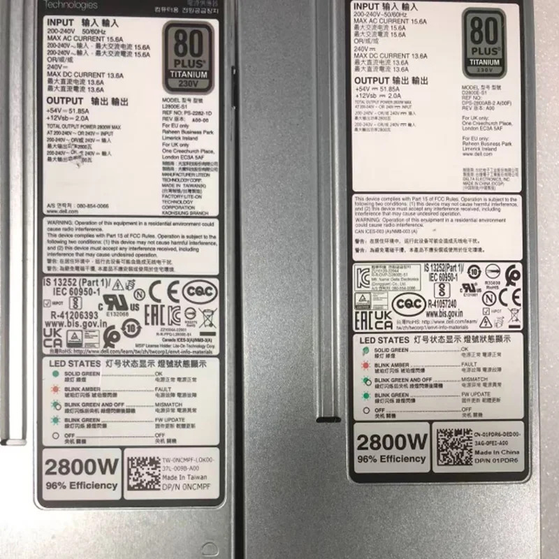 DELL 2800W 전원공급장치 D2800E-S1 L2800E-S1 01PDR6 1PDR6 0NCMPF NCMPF 거새 원본 PSU 새 처럼 작동