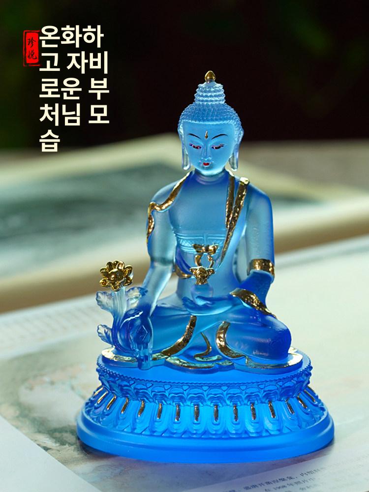 유리광 불상 여래 나무 부처님 부처상 조각상 장식품 가정용 - 상세 이미지 3