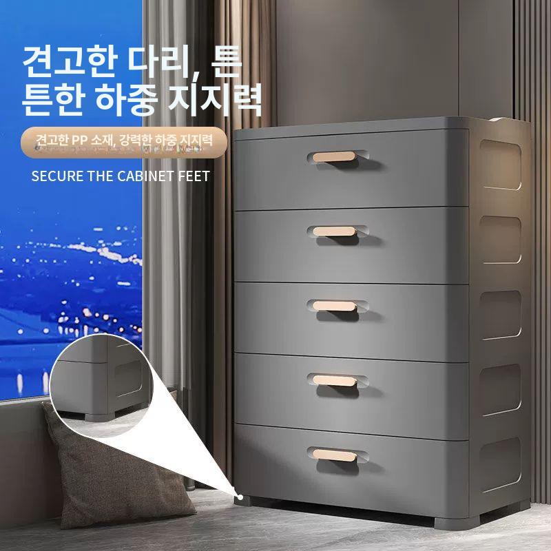 오단서랍장 5단 1000 6단 옷장 가벼운 서랍 원룸 고무나무 원목 플라스틱 광폭 - 상세 이미지 5