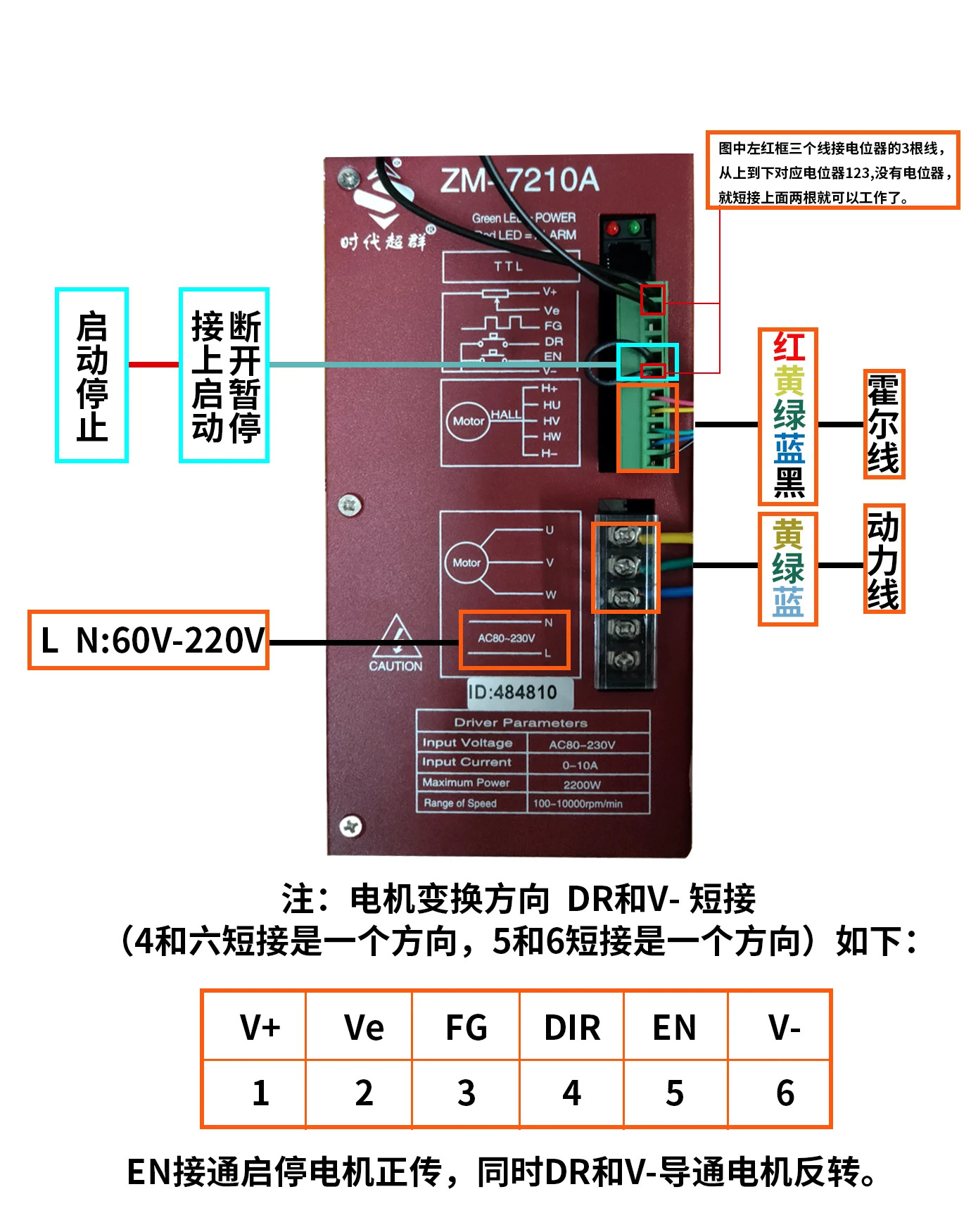 7210A HVDC 브러시리스 드라이버 220V고전류 컨트롤러 포함/미ZM-BL2210F