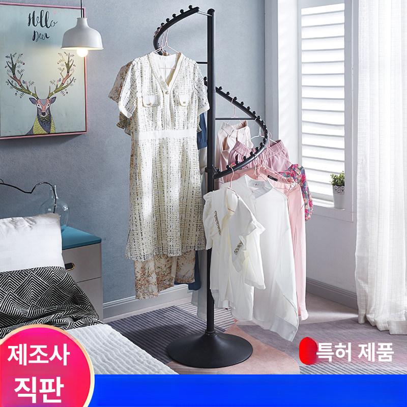 나선형 행거 회전 옷장 매장 건조 공간 옷걸이 틈새 랙 펄 화이트 - 상세 이미지 2