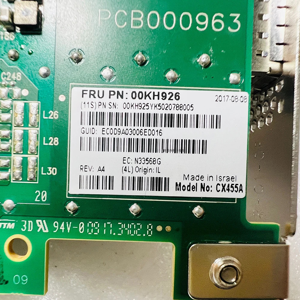 Mellanox MCX455A-ECAT ConnectX-4 100G 단일 포트기가비트 이더넷 카드 00KH926용