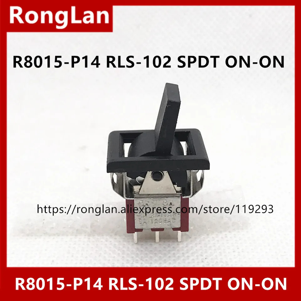 R8015-P14 만든 단일 삼각대 블랙 핸들 소형 토글 스위치 흔들 RLS-102 NO-NO--100PCS