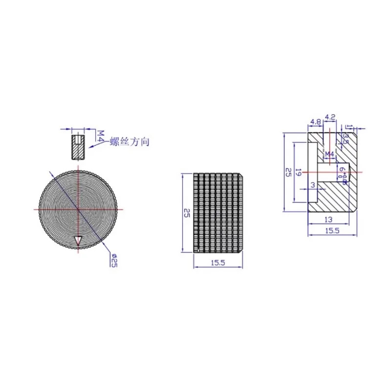 10pcs 알루미늄 실버 합금 전위차계 손잡이 캡 25MMX15.5MM 구멍 6.4MM