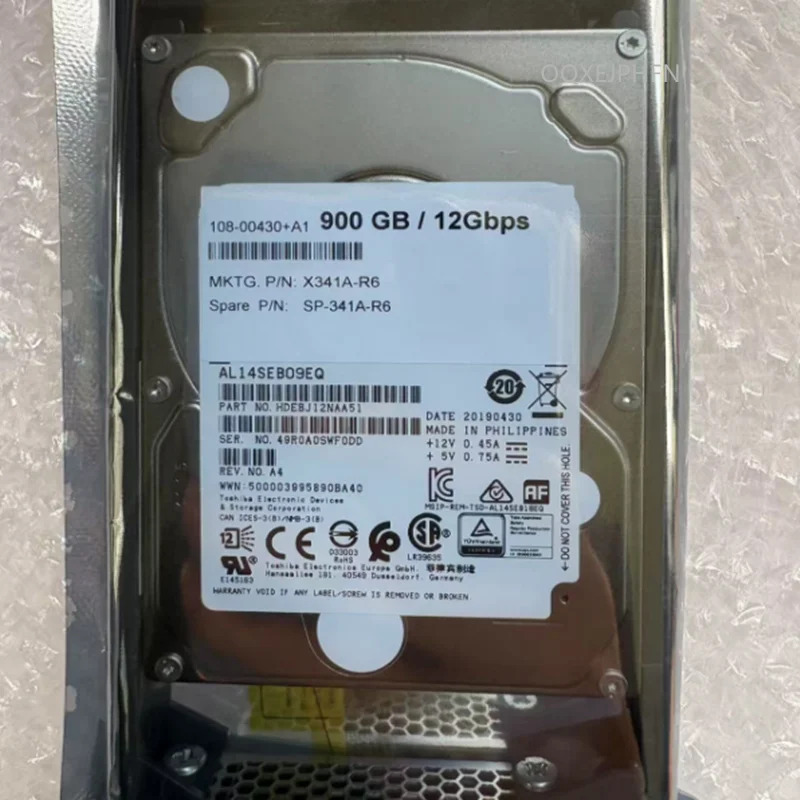 NetApp내부 하드 오리지널 HDD X341A-R6 서버 900GB 2.5 인치 SAS 12 Gb/s 64MB 10000RPM 거신