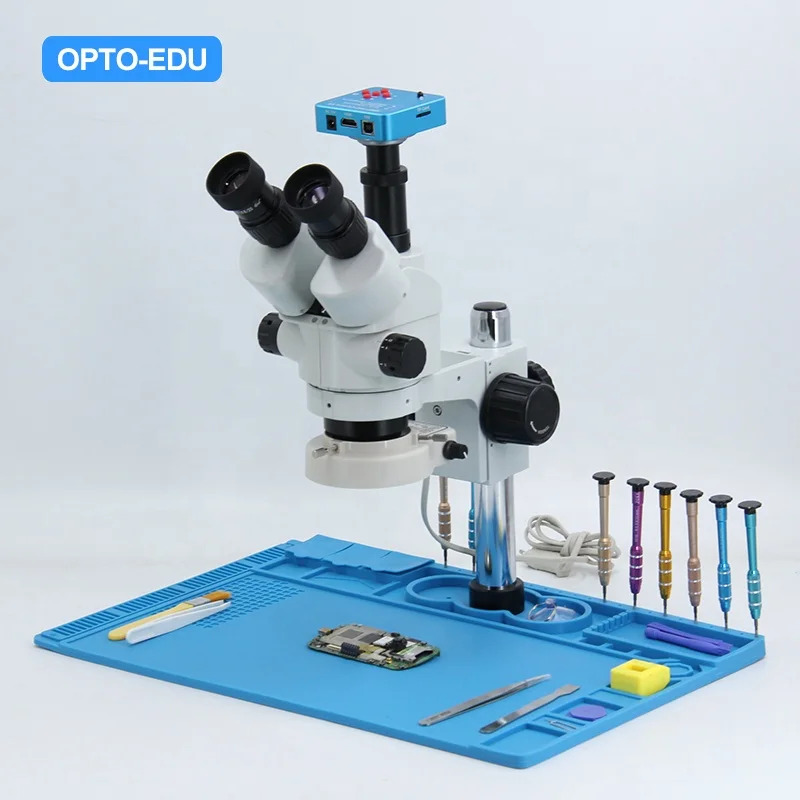 OPTO-EDU A23.1503 고화질 전쌍안 스테레오 줌 Led 모바일 현미경 Mikroba