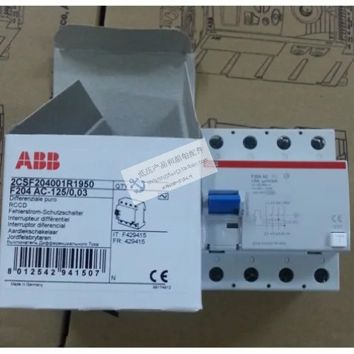 오리지널 ABB 전자기 잔류 전류 보호대 F204 AC- 125/0.03 신
