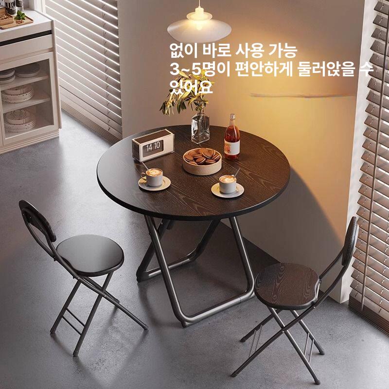 원형 사각 주방 800 설치 확장형접이식식탁 60cm 원형 화이트 - 상세 이미지 2