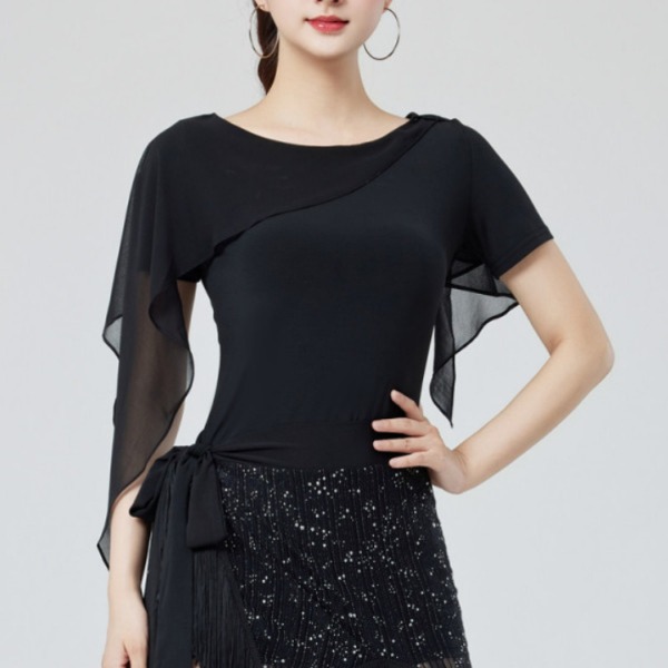 여성 라틴댄스상의 사교 방송 스포츠 라인 댄스복 티셔츠 - 상세 이미지 2