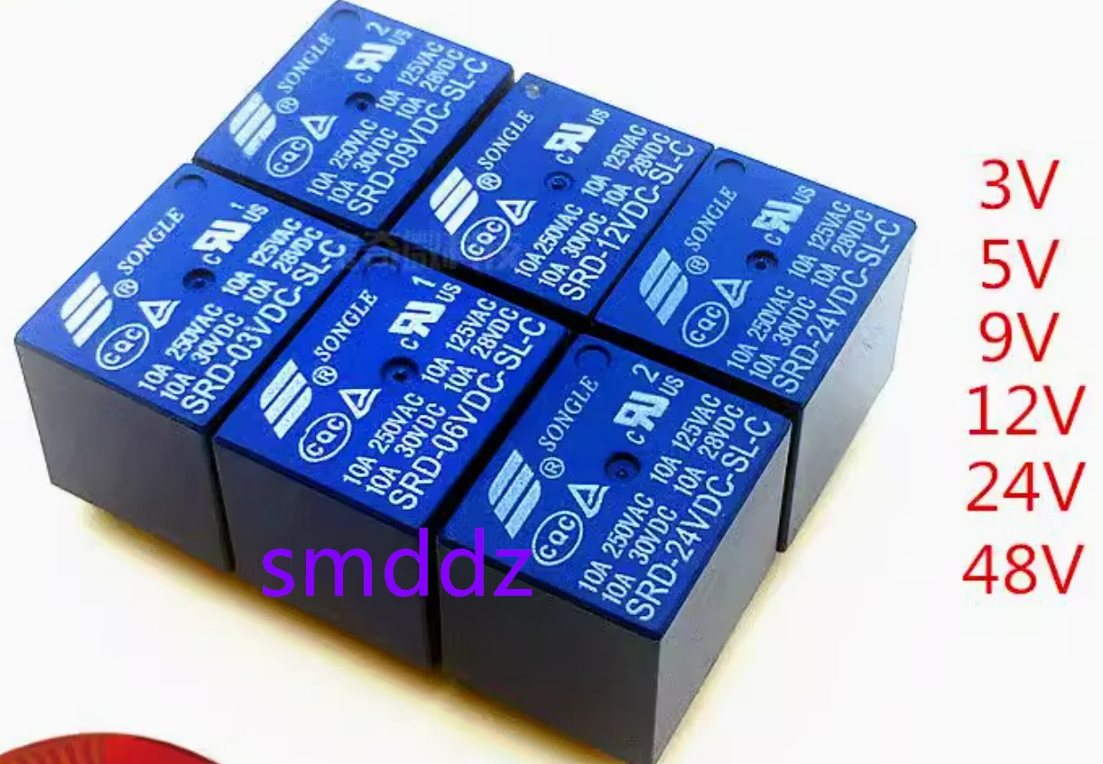 10개/릴레이4핀  SRD-05VDC-SL-A / SRD-12VDC-SL-A SRD-24VDC-SL-A SRD-48VDC-SL-A