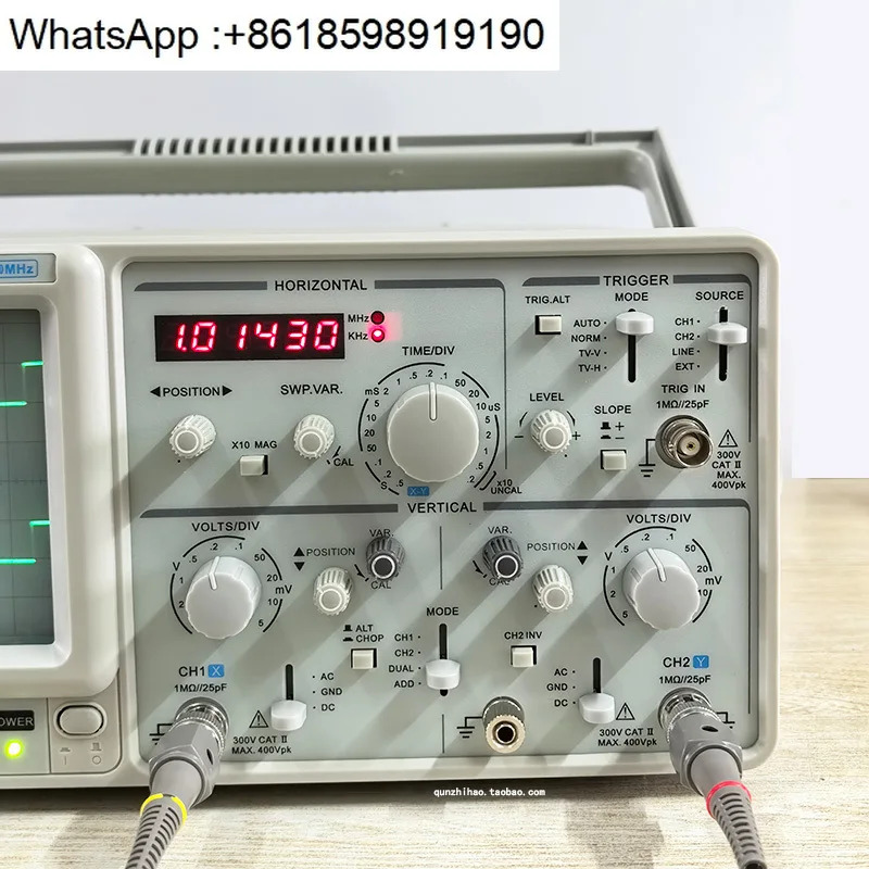 MOS-620CF 아날로그 오실로스코프 대역폭 20M 듀얼 트레스 채널6비트 주파수 측정기 포함