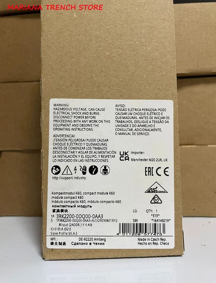 지멘스 AS-i 컴팩트 모듈3RK2200-0DQ00-0AA3 K60 디지털 A/B 슬레이브 8 DI IP67 x 입력