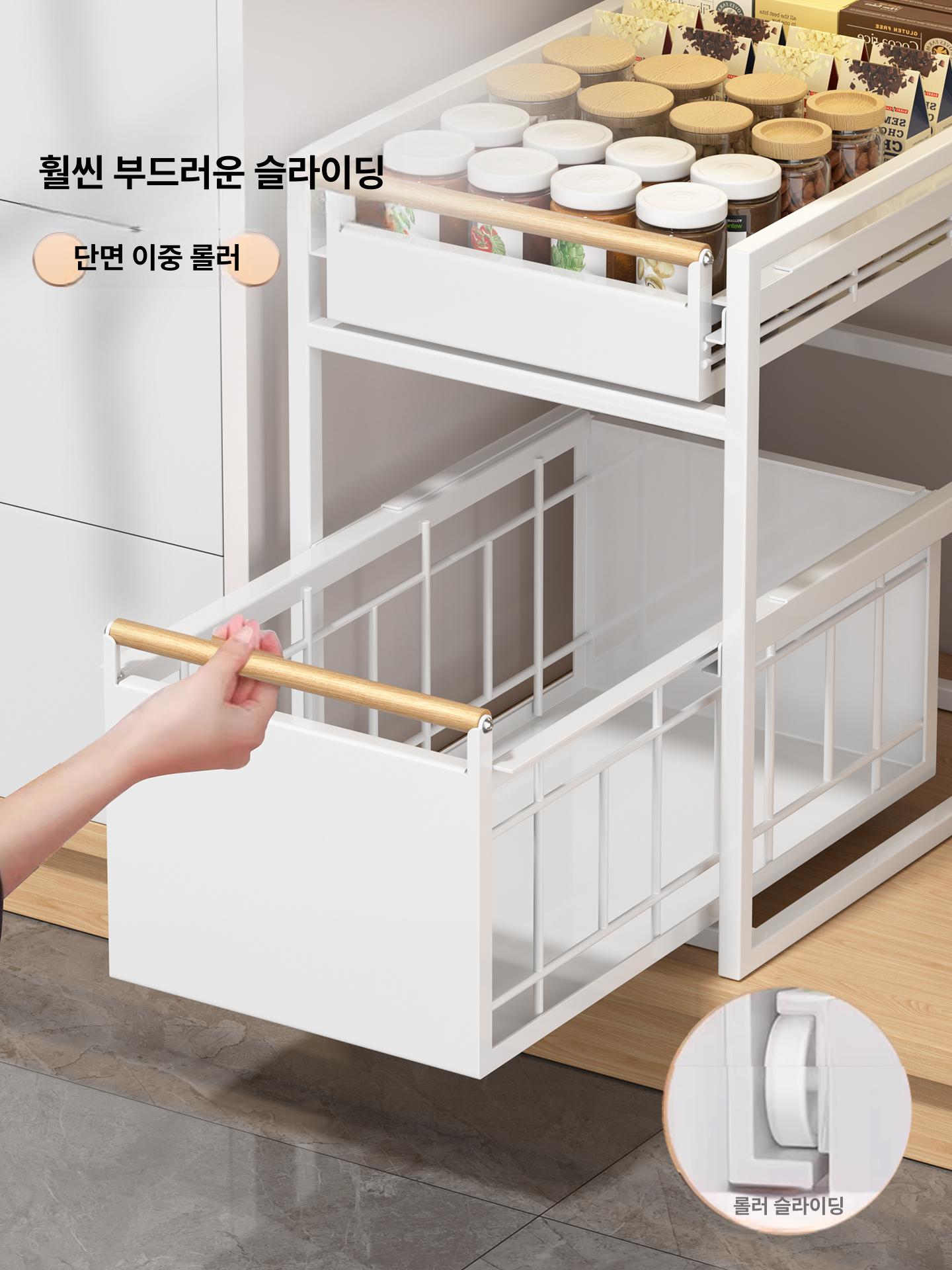 슬라이딩 틈새수납장 선반 화이트 슬라이드 폭 틈새장 미닫이 서랍형 서랍장 서랍함 - 상세 이미지 5