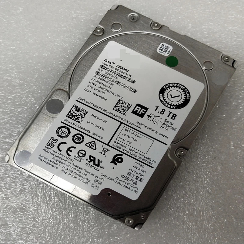 델 1.8TB SAS오리지널 HDD 2.5 인치 12 Gb/s 128MB 10K 엔터프라이즈 ST1800M0159 0JY57X JY57X 신