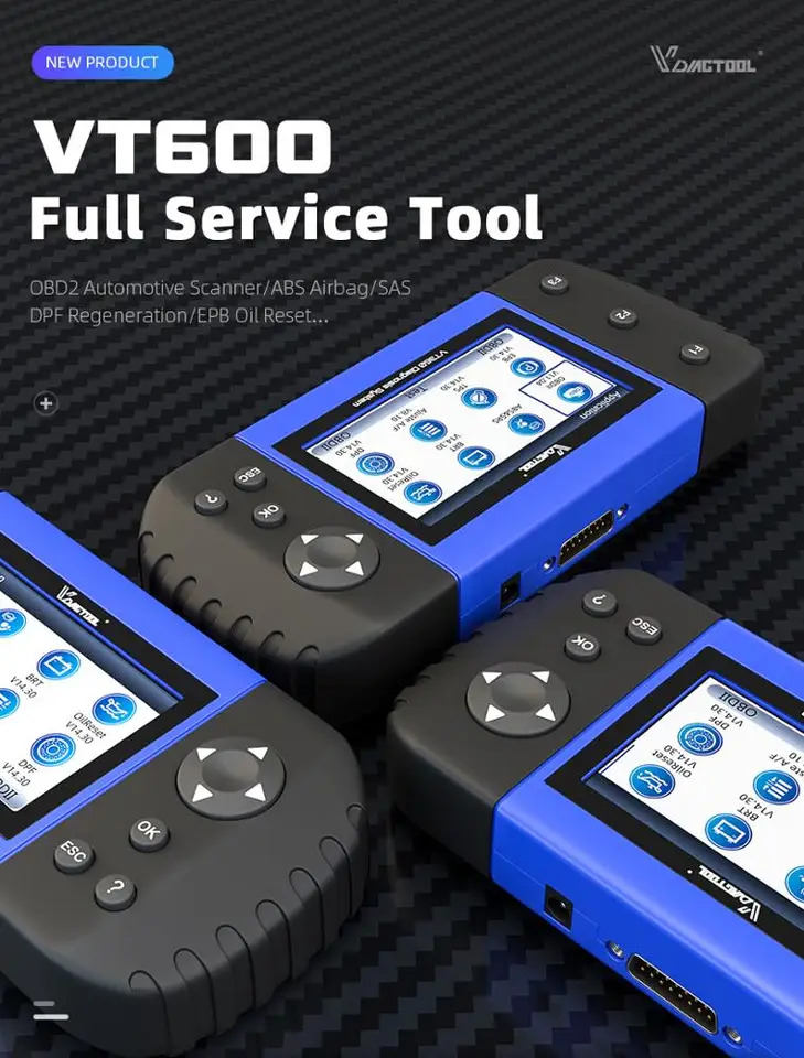 VDIAOOL VT600 OBD2 자동 진단 스캐너 도구 엔진 ABS SRS EPB 오일 재설정 인젝터 코딩 OBDII 자동차