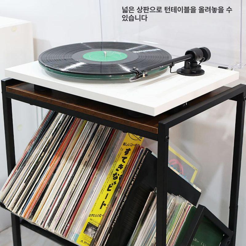 레코드 보관함 빈티지 음반 디스플레이 선반 원목 진열대 턴테이블 꽂이 - 상세 이미지 2
