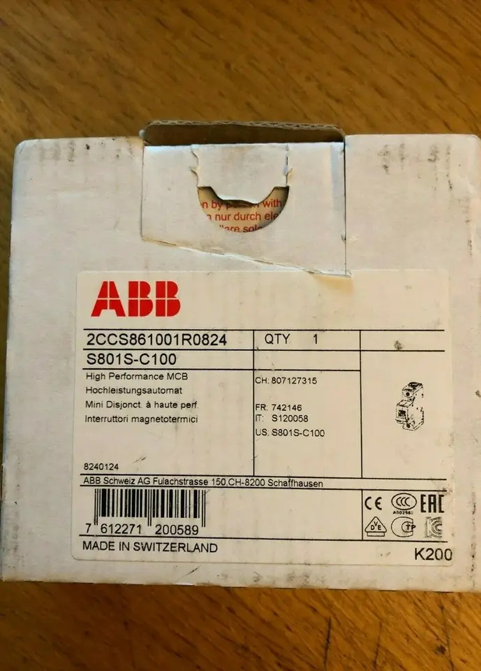 ABB 하이 브레이킹 회로차단기 S801S-B100 S801S-C100 신