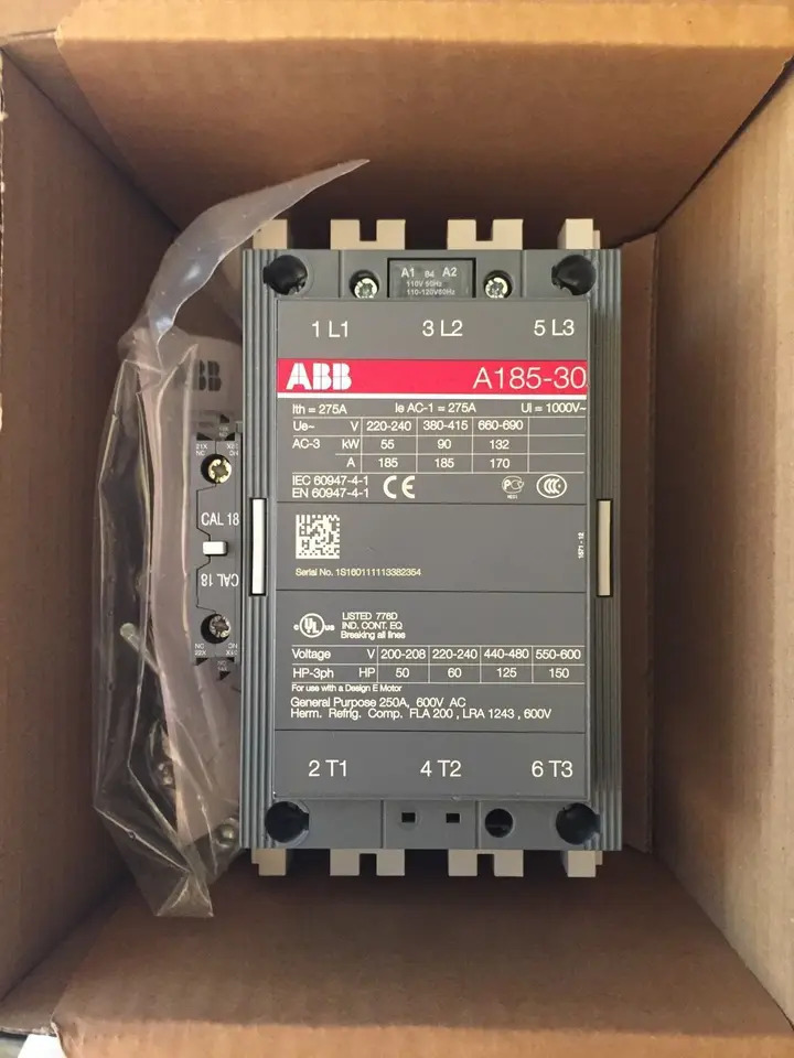 오리지널 ABB AC 접촉기 A185-30-11 AC24V AC110V AC220V 신