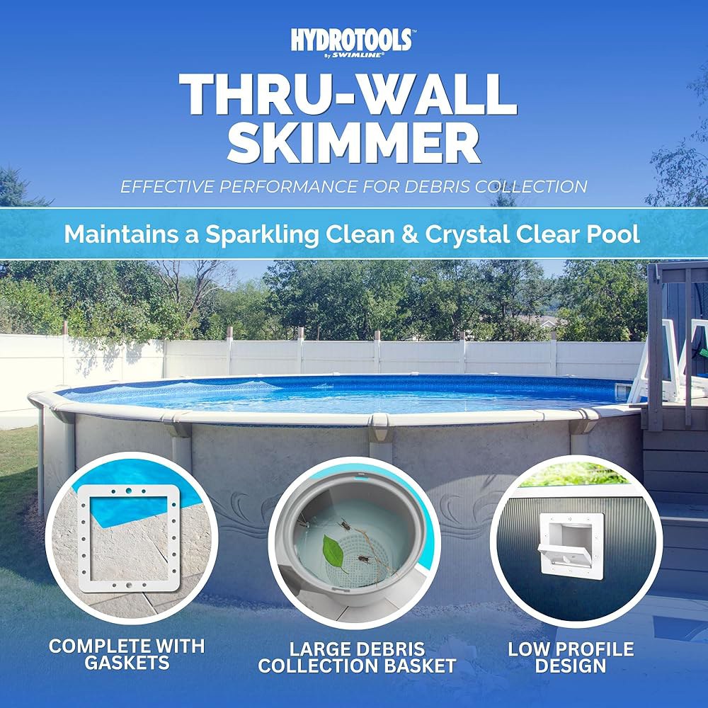Swimline 하이드로툴즈 표준 ABS 스루월 스키머 키트, 흰색 - 리턴 피팅 및 진공 플레이트, 지상 뒷마당 데크 수영장을 위한 유지보수 액세서리 포함 - 상세 이미지 2
