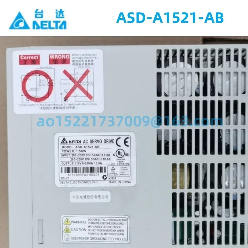 새 /오리지널 리퍼 9층 리퍼는 정상 AC 서보 드라이브 ASD-A1521-AB 1.5KW 200-230V 3PH 50/60Hz 8.0A