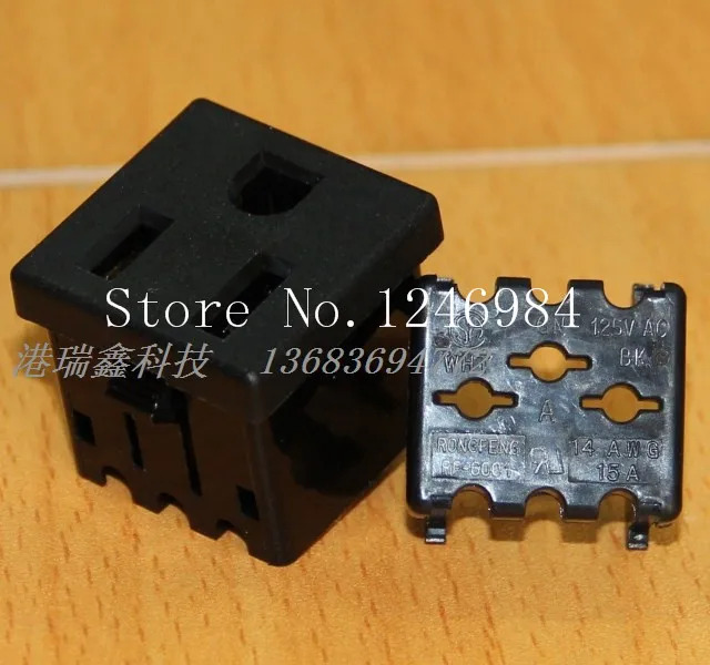 WINFOONG 미국 표준 AC 콘센트 3 개구멍 베이스 밀폐형 인클로저 카드 커넥터 소켓 RF-6001-50 개/SA