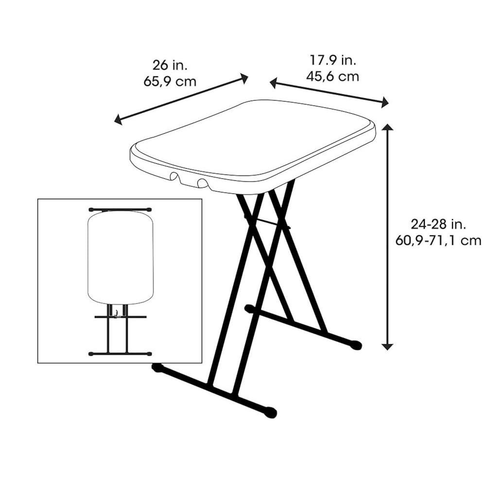 라이프타임 80251 조절식 접이식 노트북 테이블 TV 트레이, 26인치, 흰색 화강암 Almond 30 Inch Tray - 상세 이미지 3