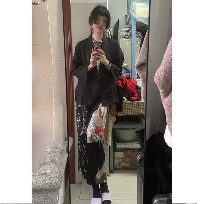 남성 여름 파자마 유카타 실내복 반팔 팬츠 오버핏 온천 조거 전통 홈웨어 - 상세 이미지 2