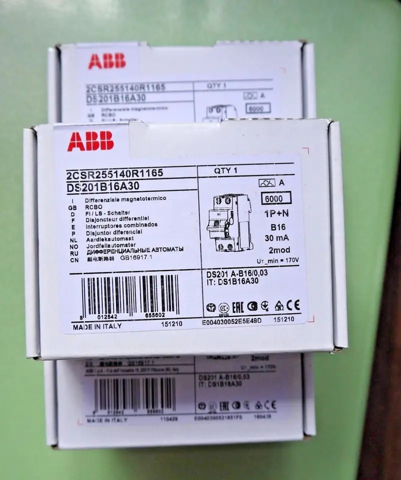 ABB 잔류 전류 작동 회로차단기 DS201B16A30 DS201C16A30 신