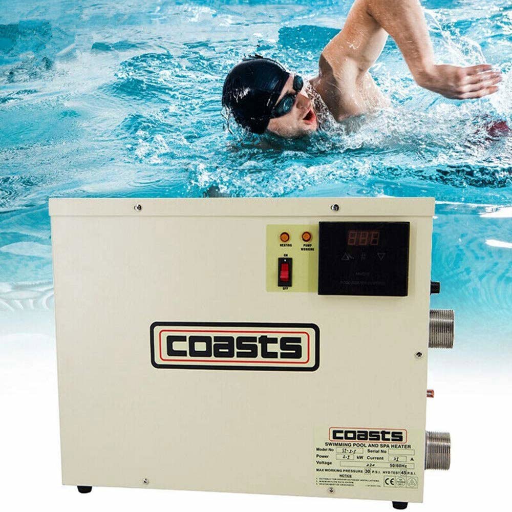 지상용 240V 11KW 전기 풀 온수기, 업그레이드 휴대용 SPA 온수기 온도 조절 수영장 - 상품 이미지