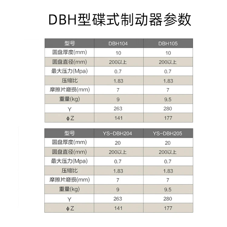 DBH104 수평 에어압 버터플라이 브레이크 공압 DBH204