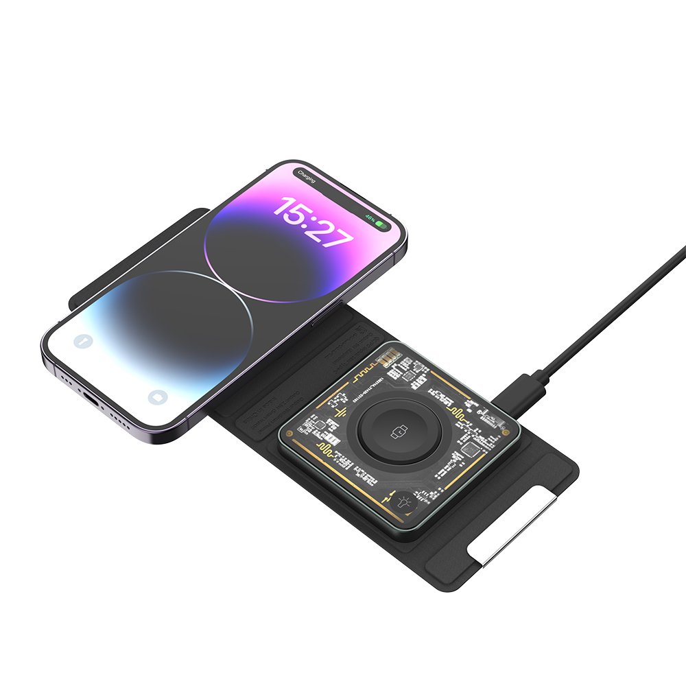 고속 무선 충전기 지갑형 폴더 스마트폰 이어폰 애플워치 갤럭시워치 공용호환 3in1 머레이 - 상세 이미지 4