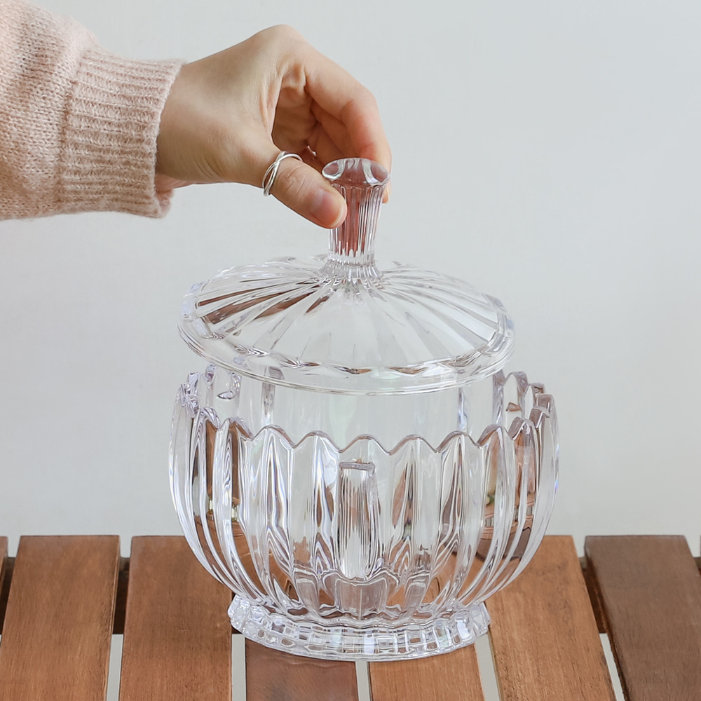 1L 유리 글라스자 인테리어 카페 간식 과자 커피캡슐 보관 캔디 초콜릿 데코 투명볼 - 상세 이미지 3