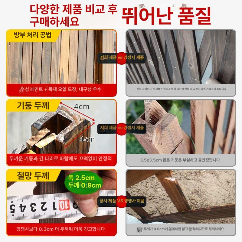 원목 울타리 정원 인테리어 말뚝 테라스 탄화방부목 장식 아웃도어 그물 맞춤 통나무 - 상세 이미지 3