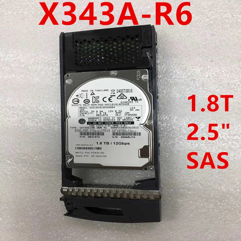 NetApp거오리지널 HDD 내부 엔터프라이즈 X343A-R6 SP-X343A-R6 1.8TB 2.5 인치 SAS 128MB 10K
