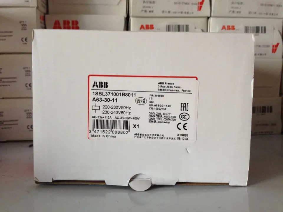 ABB A 시리즈 AC 접촉기 A63-30-11 24V 110V 220V 신