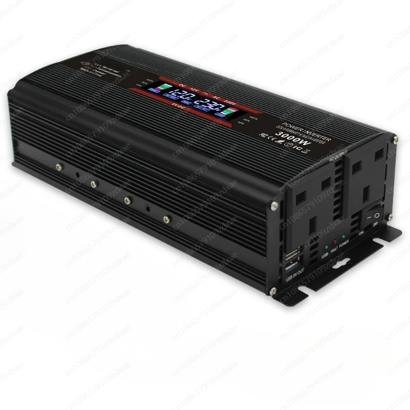 LCD 전압 디스플레이 태양광 컨버터 다사양 소켓 인버터 외부 퓨즈 DC 12V 24V AC 220V 230V 1500w 3000w