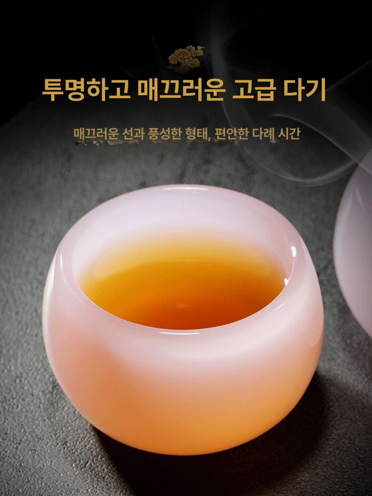 옥 개완 차 유약 그릇 옥자기 컵 잔 다완 다기 대용량 전통 다도 찻잔 차도구 수공예 - 상세 이미지 5