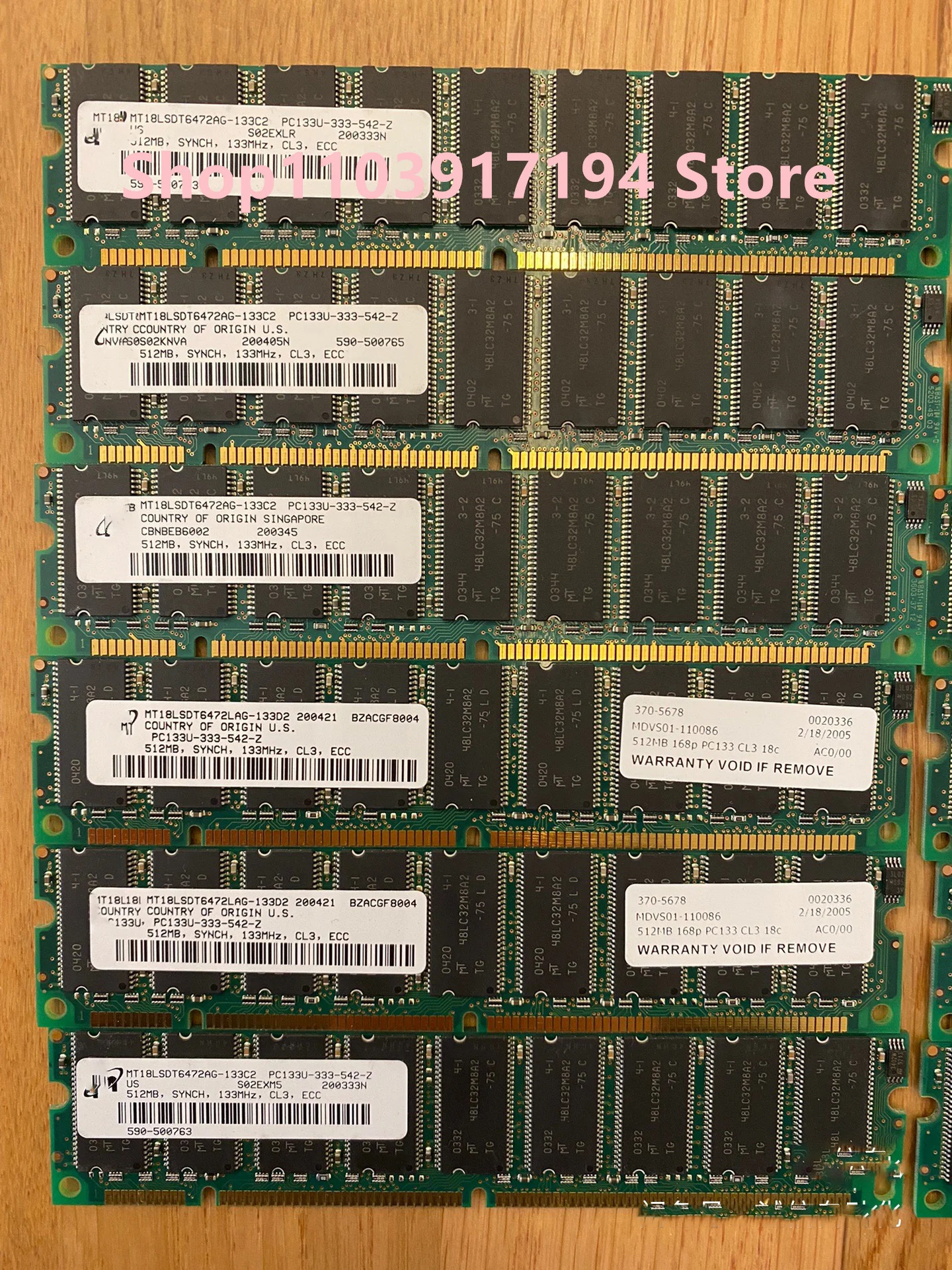 MT18LSDT6472LAG-133D2 /133C2 메모리 뱅크 512MB 양면 9 칩 원피스