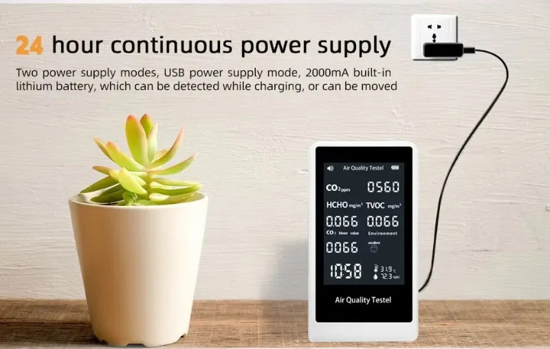 JD-2002 데스크탑 CO2 HCHO 디지털 테스터 실내 감지기