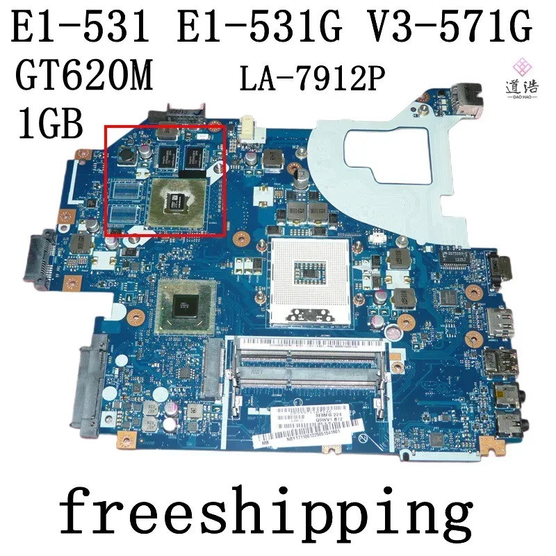 LA-7912P Acer Aspire E1-531 E1-531G V71G 노트북 마더보드 Q5WVH 620M 1GB DDR3 메인보드 완전 작동 리퍼