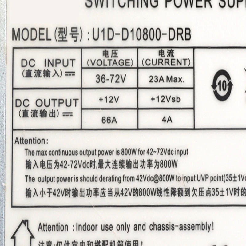 Aspower DC 800W 전원공급장치 U1D-D10800-DRB PSU 신