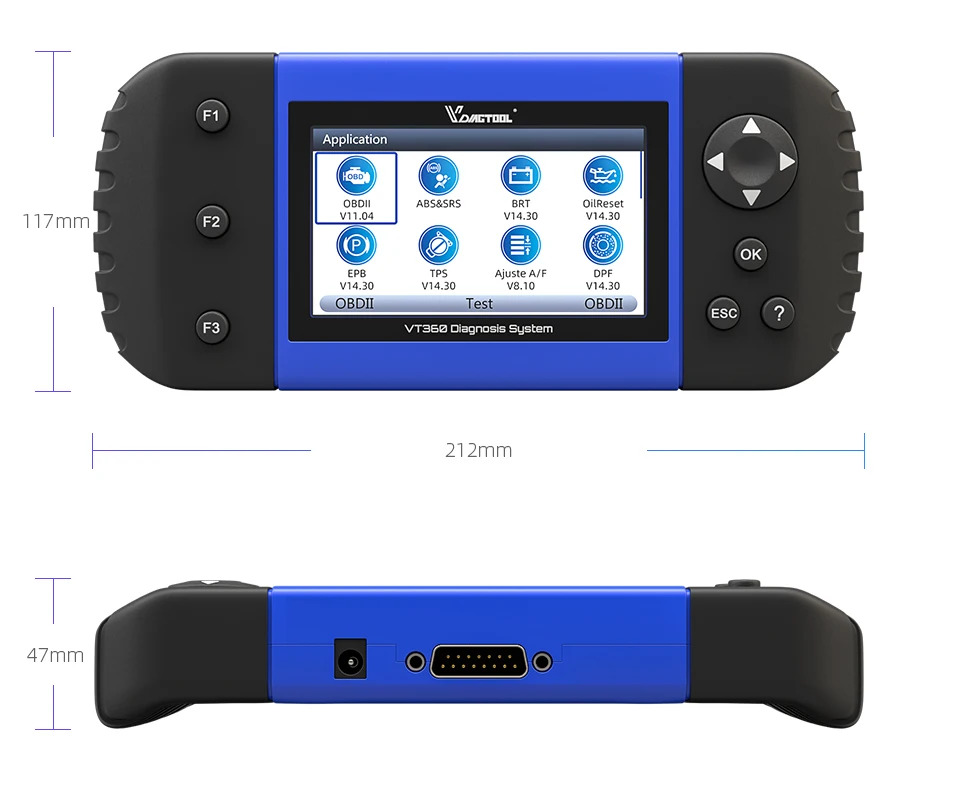 VDIAOOL VT600 OBD2 자동 진단 스캐너 도구 엔진 ABS SRS EPB 오일 재설정 인젝터 코딩 OBDII 자동차