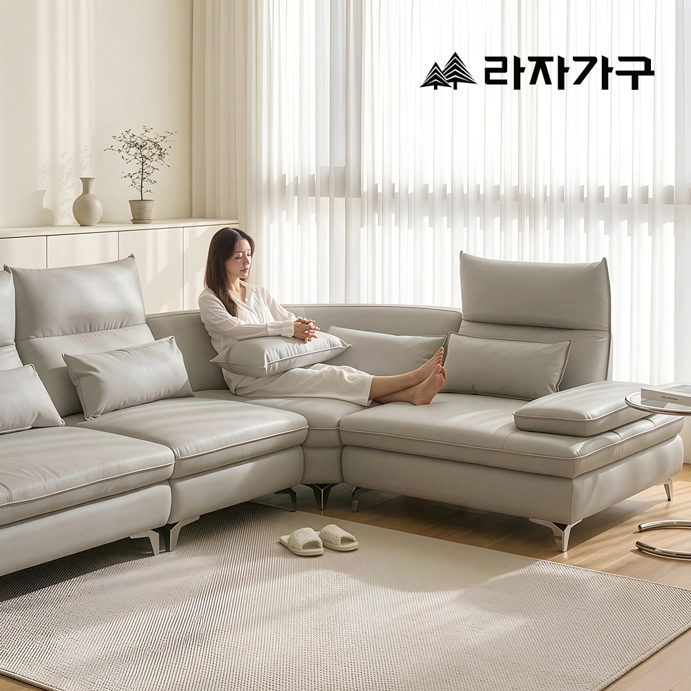 라자가구 알로 3인용 비건레더 쇼파 코너 예쁜 비건레더 넓은 4인 인조 실리콘 가죽소파 이미지 6