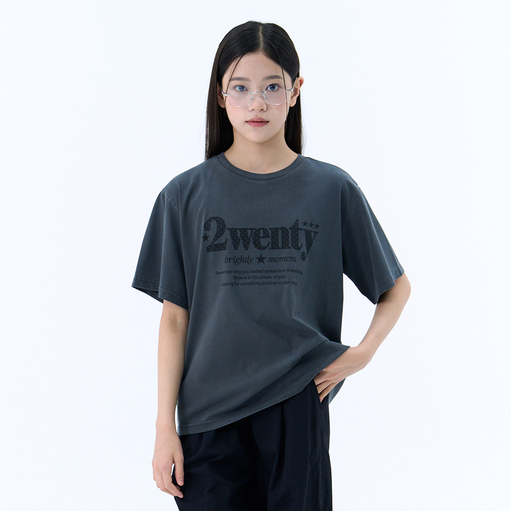 더데이걸 도트 레터 박시 반팔티 TGRA26315 - 상품 이미지