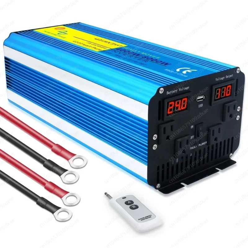 순수 사인파 전력 인버터 리모컨 태양광 자동차 컨버터 4000W 8000W DC 12V 24V 48V AC 110V 127V 220V