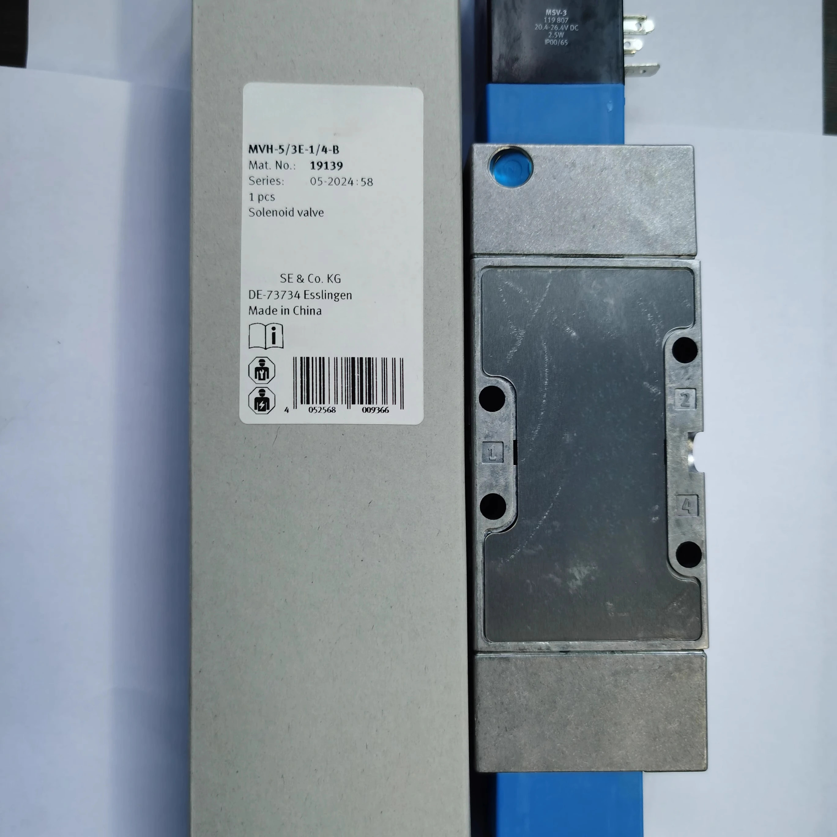 솔레노이드 밸브 MVH-5-1/4-L-S-B 33184 MFH-5/3G-1/4-B-EX 535937 MVH-5/3G-1/4-B 19138 MVH-5/3G-1/4-S-B 31004
